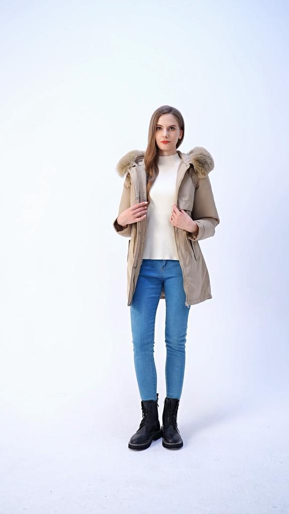 Fashion Winter Coat Female Long Parkas Hooded Faux Fur Collar Detachable Sleeves Loose Thick Warm Women's Jackets