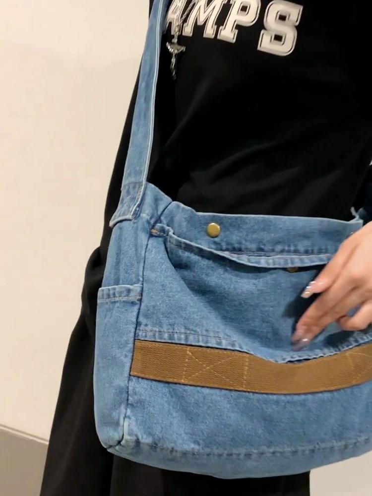 Denim Bag Female Patchwork Crossbody Bag Large Capacity Shoulder Bag