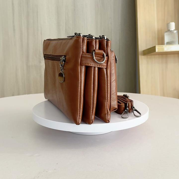 Women Shoulder Bag Soft Leather Middle-Aged Crossbody Bag for Mother Bag Large Capacity Retro Small Square Bag