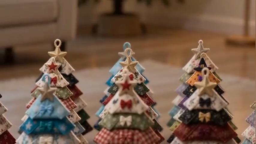 Multi-layer Fabric Tree Ornament Sewing Kit, Christmas Tree-Shaped DIY Handcraft Sewing Set, Holiday Decorations