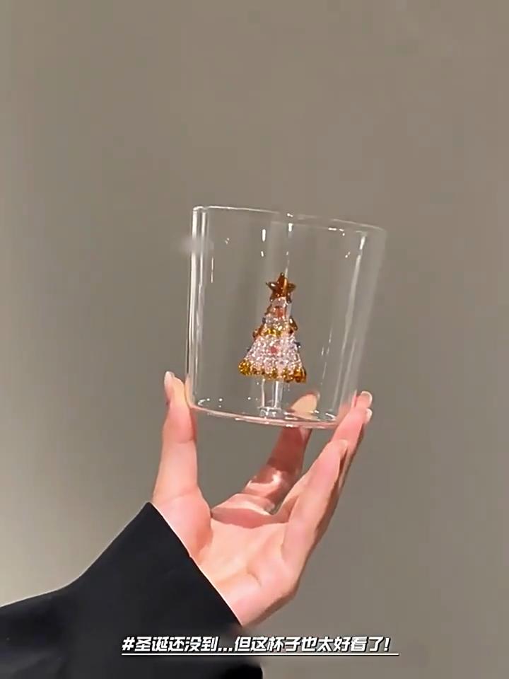 Стеклянная кружка в форме 3D рождественской елки, 400 мл, прозрачная, термостойкая, для воды