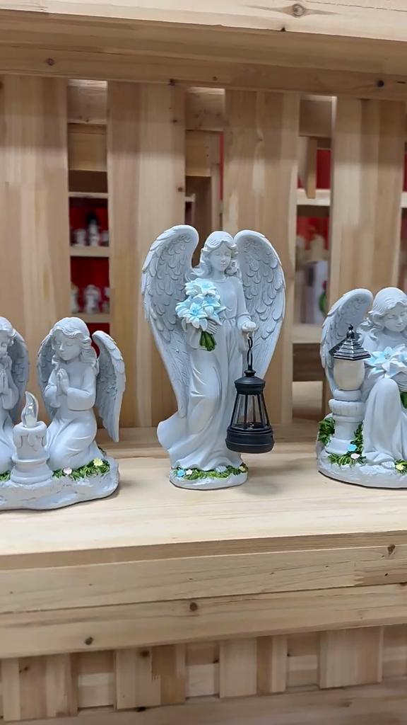 Солнечные Садовые Уличные Статуи Ангел Лампа Водонепроницаемый Ангел Украшение Свет Фея Фигурка Декор Лампа для Уличного Двора Искусство Патио