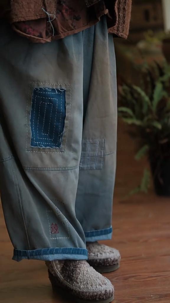 Johnature Женские винтажные пэчворк широкие брюки с эластичной талией свободные весенние брюки повседневные длинные брюки