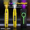 Slim EDC Flashlight Dual Direction Metal Clip Magnetic Body Three Light Modes RGB Laser Pointer 7 Color Changing Function Gift