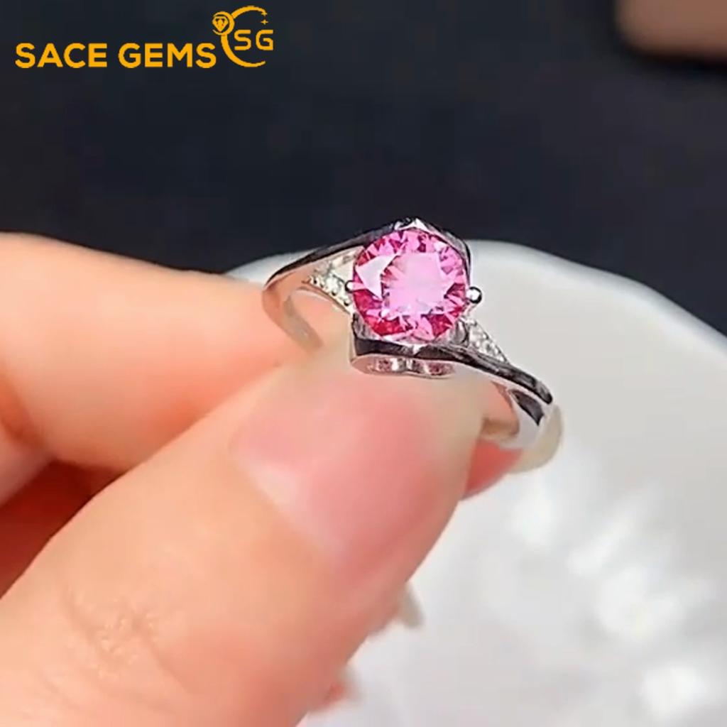 Sace Gems Сертифицированное GRA кольцо с муассанитом 1 карата, стерлинговое серебро 925 пробы, с покрытием из белого золота 18 карат, кольца для женщин, ювелирные украшения