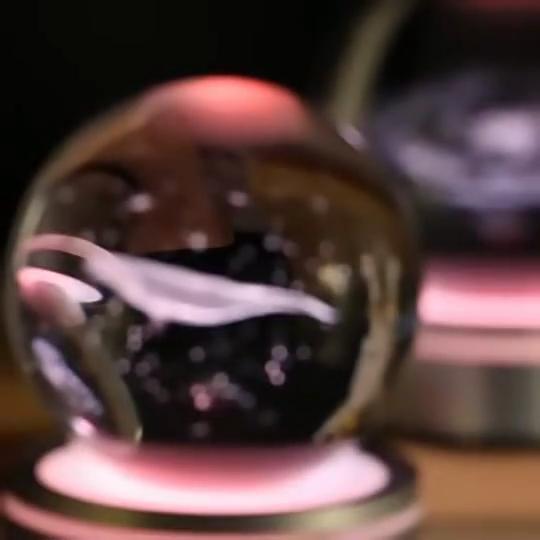 3D Galaxy Crystal Ball with LED Light Base Glass Planet Sphere Galaxy Model Figurine Night Light Astronomy Decoration Gifts