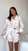 Women's Spring Ruffle Love Print Long Sleeve Shirt Wide Leg Shorts Casual Suit