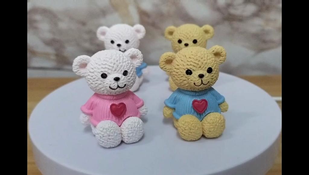 4Pcs Cartoon Animal Teddy Bears Miniatures Mini Figures Pvc Craft Moss Terrarium Micro Landscape Fairy Garden Decoration