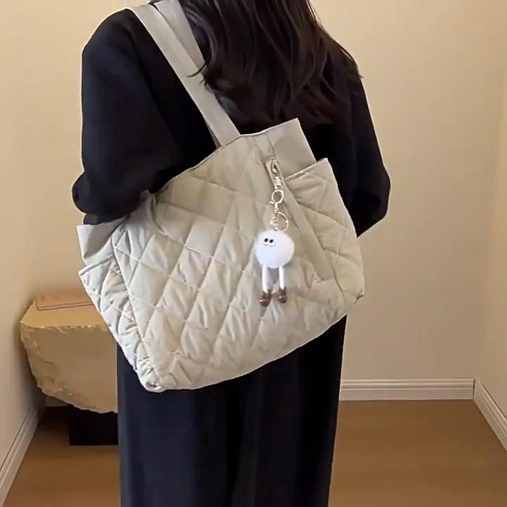 Yogodlns Women Padded Casual Handbag Adjustable Strap Diamond Quilted Tote Bag Padding Shoulder Bag Slouchy Travel Bag
