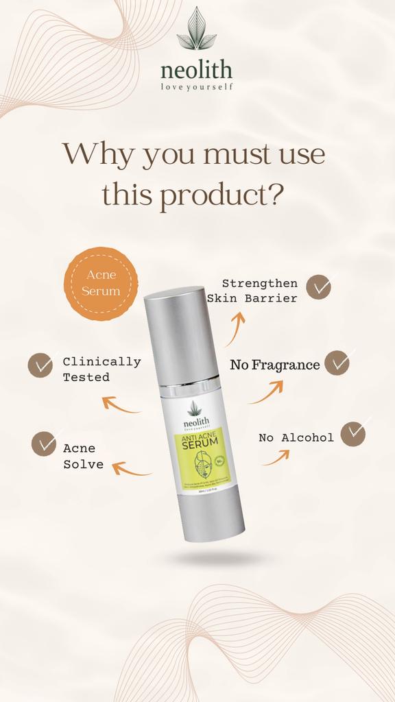 Neolith Сыворотка против прыщей - с экстрактом корня имбиря, экстрактом плодов винограда, экстрактом смолы || 94% органический || Без парабенов, кремния и минерального масла - 30 мл.