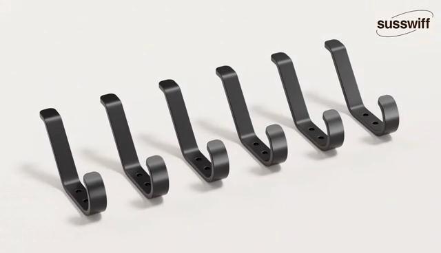 Decorative Coat Hooks For Wall Mount Set of 5 - Stylish and Sturdy Black Metal Double Hooks Are Perfect To Hang Your Jackets, Towels Or Hats