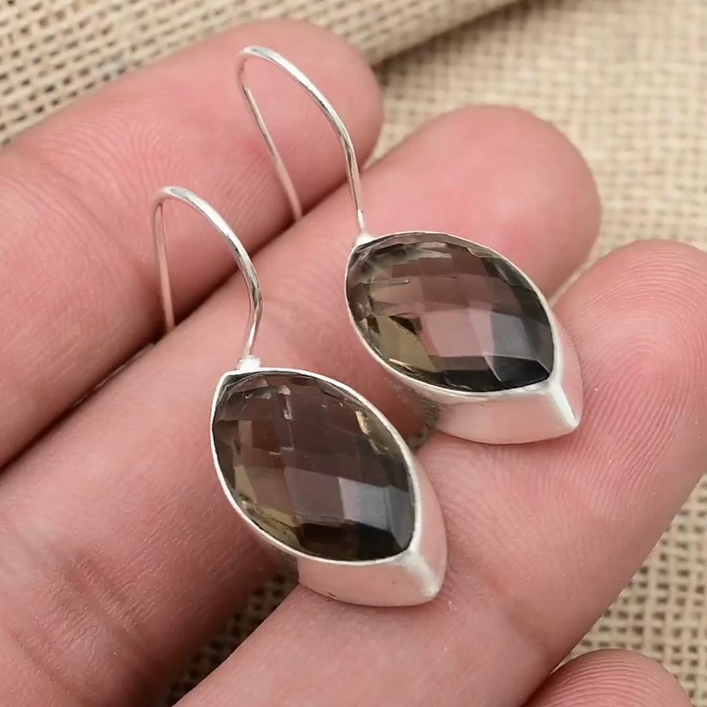 Дымчатый топаз драгоценный камень ручной работы из цельного серебра 925 пробы абсолютно новые серьги ювелирные изделия