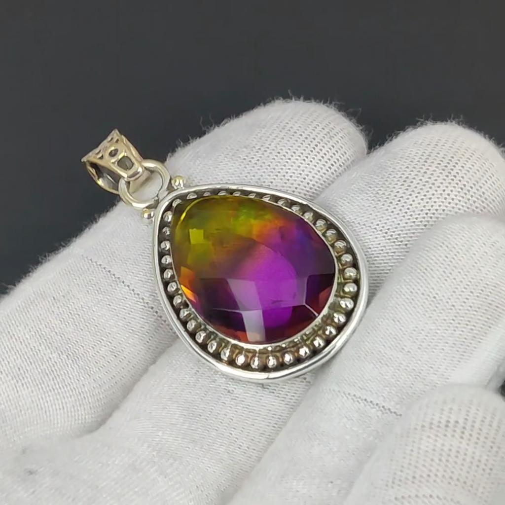 Драгоценный камень Аметрин, подвеска из стерлингового серебра 925 пробы ручной работы, дизайнерская подвеска, подвеска из драгоценного камня Аметрин для подарков