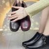 Mom Shoes Cotton Shoes Padded Winter Warm Non-slip Flat Bottom Middle-aged Women's Shoes Grandmother Elderly Leather Shoes In Autumn and Winter