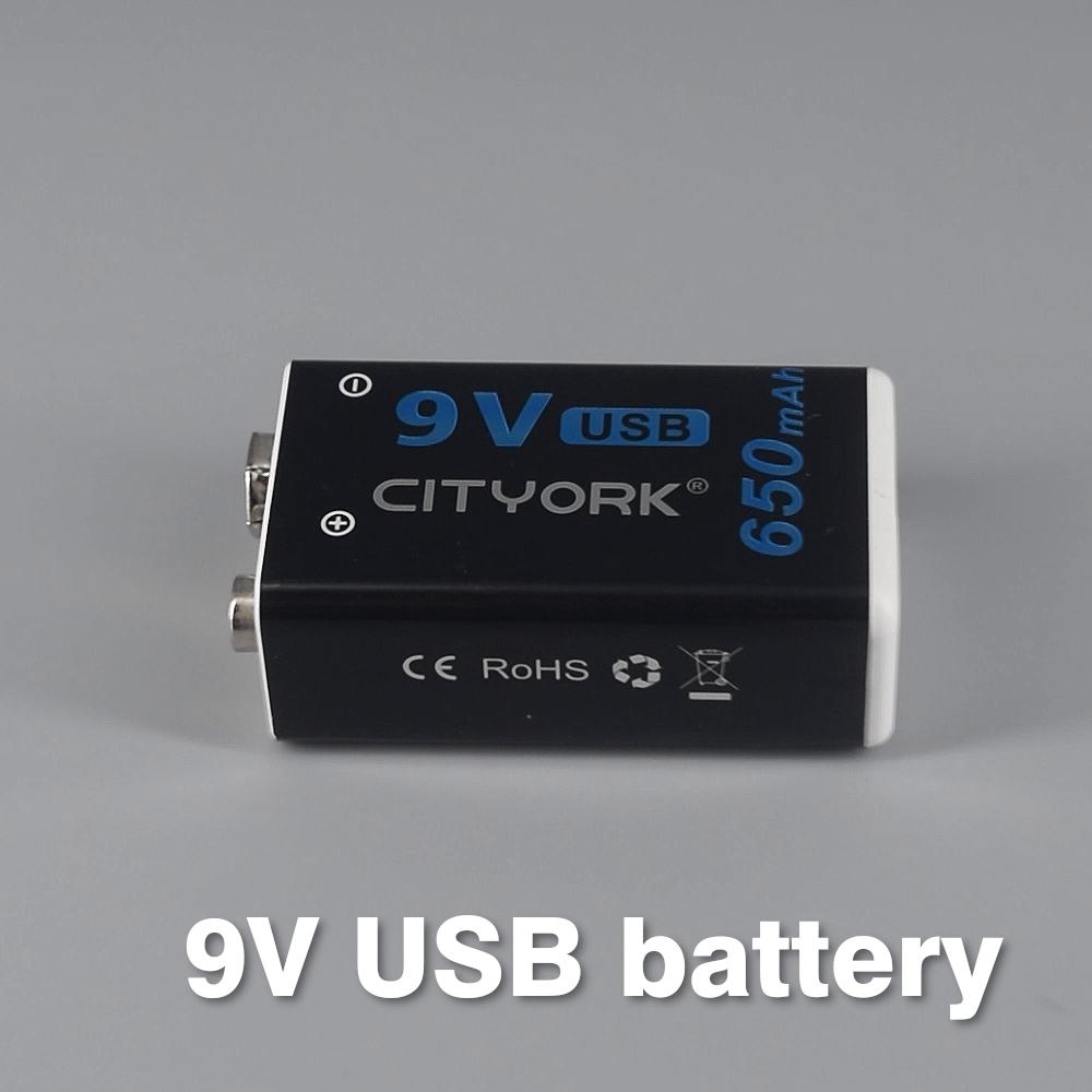 CITYORK 9 В 650 мАч литий-ионная аккумуляторная батарея Micro USB 9 В 6F22 9 В литиевая батарея для мультиметра, микрофона, игрушки