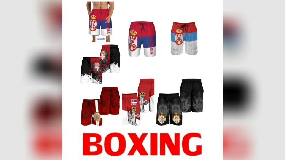 Boxing Shorts Pants Serbia 3D Print Fighting Training MMA Mixed Martial Art Unisex Men Women Quick Dry Fitness Gym Sport Workout Casual Streetwear