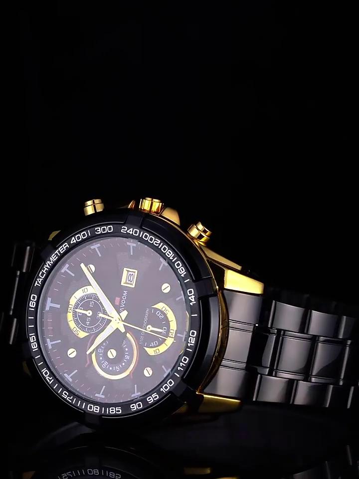 VA VA VOOM Fashion Brand Men Quartz Watch Chronograph Stainless Steel Business Quartz Clock Military Sport Waterproof Watch Man Relogio Masculino