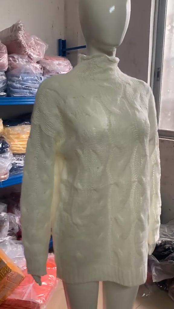 YYFS Женская мода повседневная осень-зима однотонный принт длинный рукав полуводолазка свитера