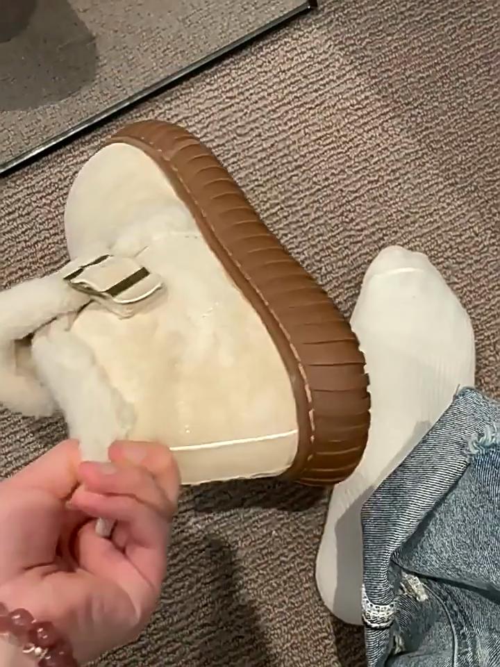 Women's Large Size Soft Sole Winter Warm Fur One Snow Boots Padded Lined Ankle Boots Anti-slip Hiking Casual Sports Cotton Boots