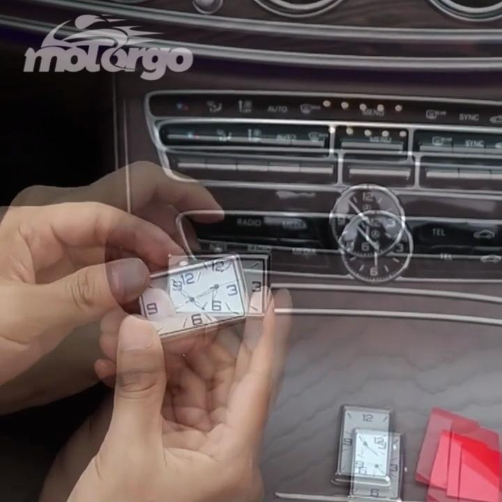 Квадратные кварцевые часы для приборной панели автомобиля с люминесцентным дисплеем и высококачественным цинковым сплавом, крепление на вентиляционное отверстие