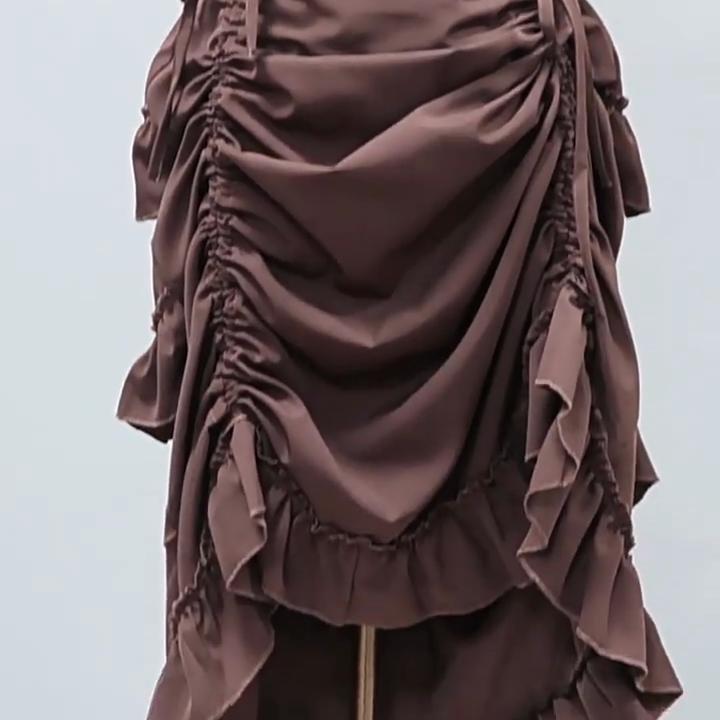 Pirate Skirt Women Renaissance Gothic Medieval Costume Drawstring High Low Skirt Victorian Steampunk Ruffles Irregular Skirts