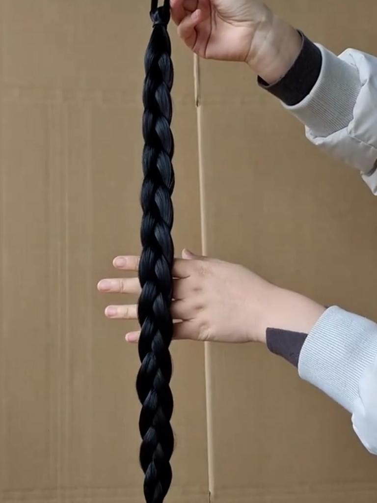 MISS WIG Synthetic Long Braided Ponytail With Elastic Band Hair Fiber Extensions Pony Tail Hair Accessories For Party Daily Use