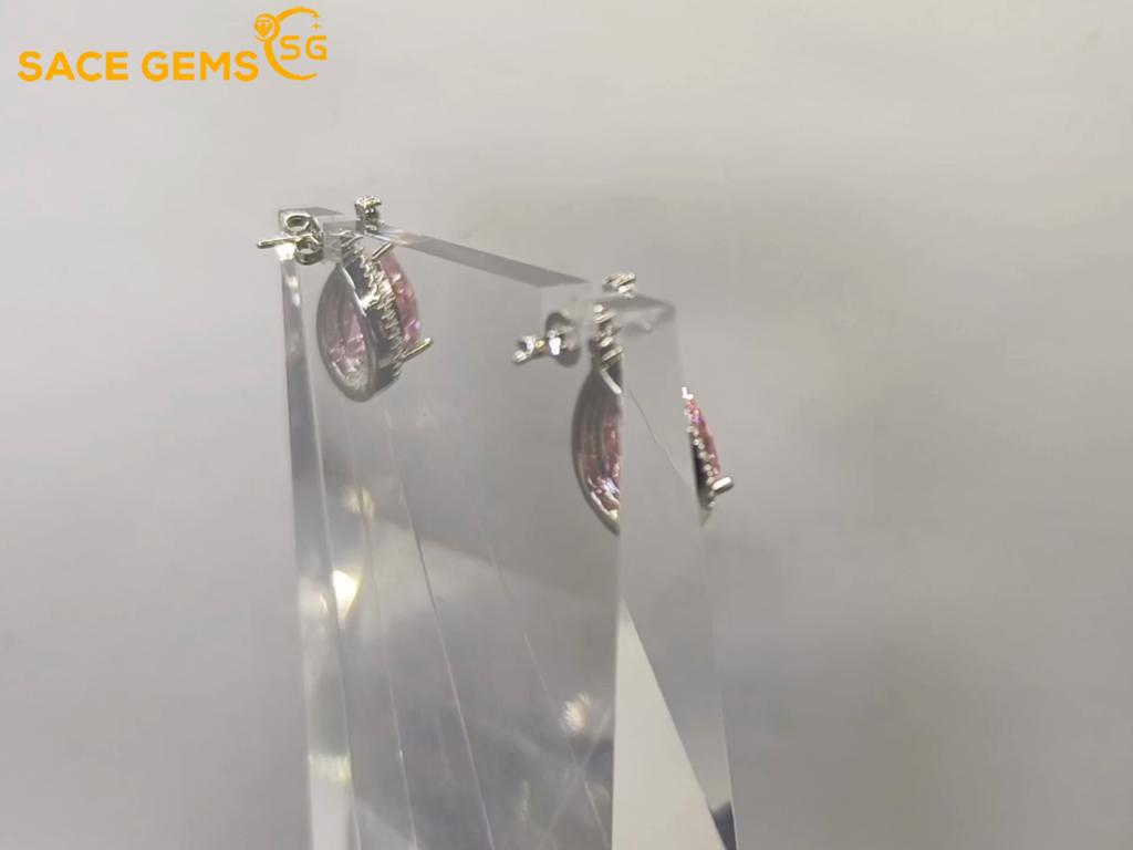 Sace Gems Copper Temperament Zircon Drop Shaped Earrings Navy Blue Inlaid Zircon Color Treasure Earrings for Women