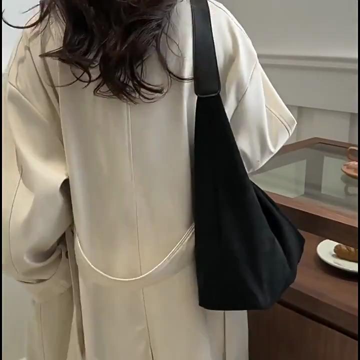 Yogodlns Vintage Women's Bag Large Capacity Suede Shoulder Bag Solid Color Simple Design Casual Commuter Shopper Tote