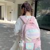Клетчатый рюкзак для учеников средней школы, легкий школьный рюкзак с цветными блоками, рюкзак большой вместимости