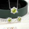 Natural Crystal Stone Jewelry Set S925 Sterling Silver Necklace Peridot Pendant Clavicle Chain