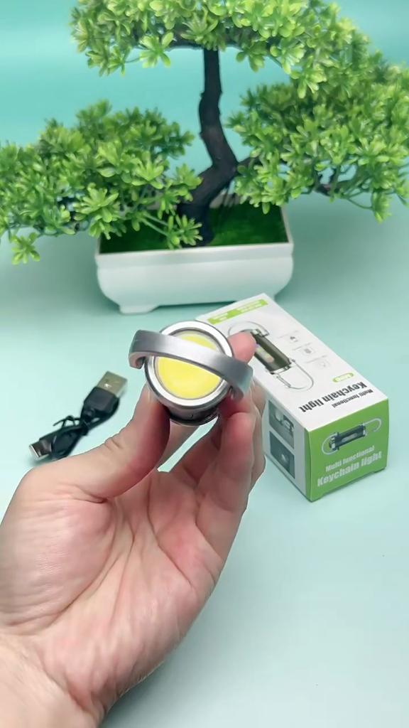 COB LED Mini Keychain Flashlight USB Rechargeable Portable Flashlight Keychain Light Camping Pocket Torch Lamp For Outdoor Camping Fishing Walking