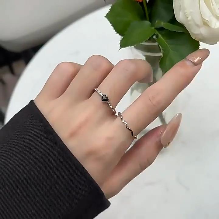 Кольцо Sweet Cool Wind с черным цирконием и звездой, женское, легкое, роскошное, с чувством любви, на указательный палец, модное, индивидуальное кольцо