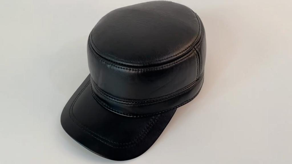 Men Fashion Genuine Cowhide Leather Baseball Cap Casual Real Leather Hat Autumn Winter Real Cowhide Leather Ear Protection Caps