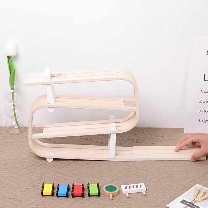 Kids Wooden Gliding Car Track Toy For Imaginative Play And Cognitive Development