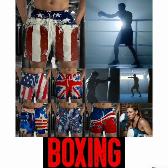 USA America United States Flag Boxing Muay Thai Kickboxing Shorts 3D Print Training Unisex Men Women Fitness Gym Sport Workout Casual Streetwear