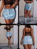 Rose Beauty A New Y2K Vintage Metallic Silver Seat Detail Denim Mini Skirt Hottie Summer Outfit
