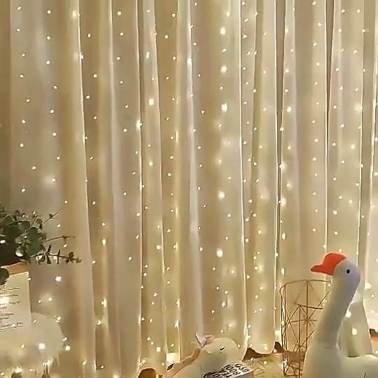 Christmas Lights Curtains for Windows Led Fairy New Year Lighting Room String Garland Usb Party Waterfalls Decorations Girls