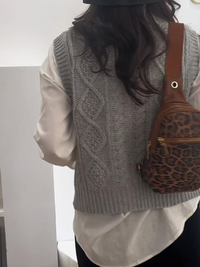 Нагрудная сумка с леопардовым принтом, женская сумка через плечо, контрастная по цвету сумка для мобильного телефона на плечо, маленькая сумка