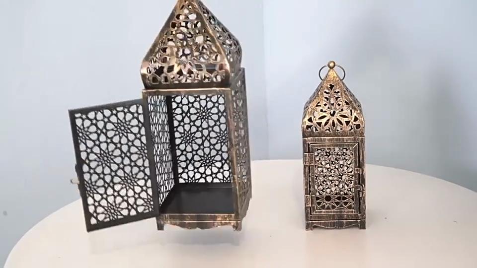 Metal Candle Lantern, Retro Hollow Moroccan Lantern Holder, Suitable for Home Decoration, Rustic Retro Farmhouse Wall Decoration, Candle Free
