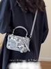 Hot Style High-end Western Style Printed Handheld Small Square Bag Women's Bag Trendy Stitching Single Shoulder Crossbody Bag