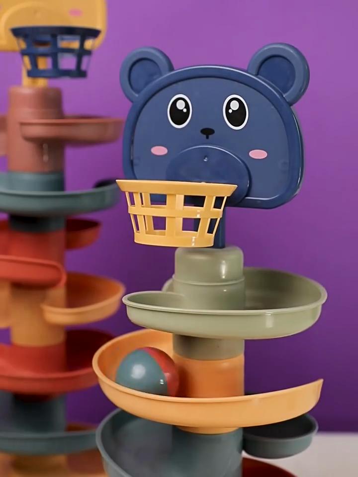 Стрельба, укладка, веселье, поворот, детская забавная дорожка, скользящая башня с мячом, детское образование, раннее образование, катящаяся игрушка с мячом