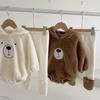 Детская одежда Милый медведь Детский комбинезон осень зима плюс бархатный с капюшоном комбинезон мягкие теплые топы брюки комплект одежды для малышей