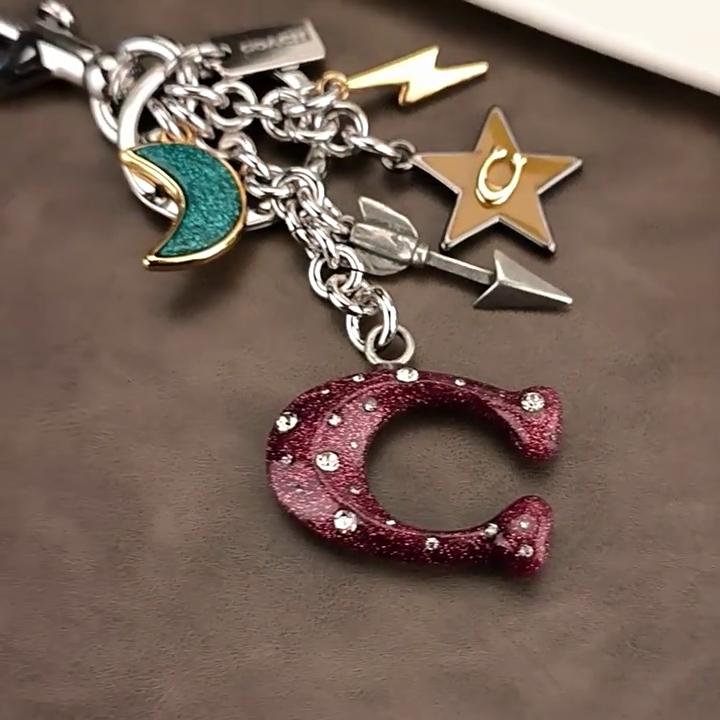 Брелок-буквы со знаком зодиака, звездой и луной для женщин, из цинкового сплава, декор для машины, сумки