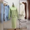 Women's Turtleneck Sweater Knit Skirt Two-piece Set Autumn Winter Knit Suit Knitted Pencil Skirt Turtleneck Sweater Skirt Set