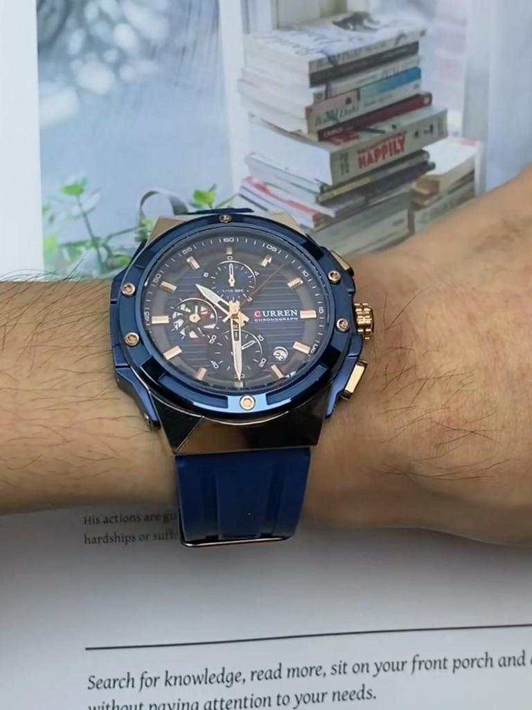 Men's Waterproof Luminous Calendar Chronograph Six Pin Silicone Strap Quartz Business Sports Watch