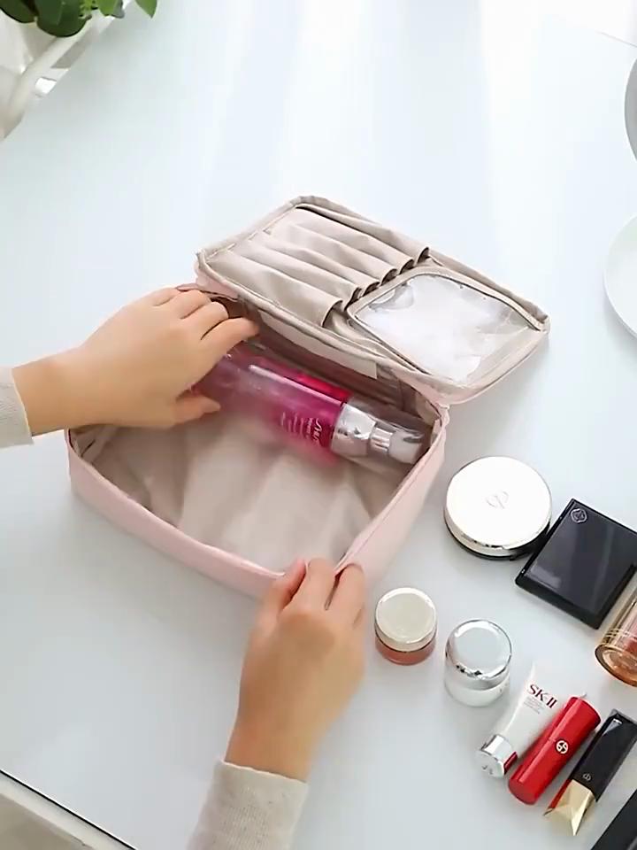 Ladies Portable High Appearance Index Cosmetic Bag Large-capacity Travel Washing Bag Three-dimensional Makeup Storage Bag
