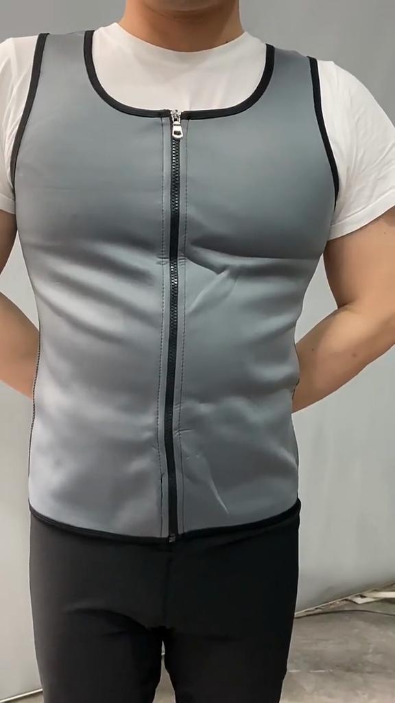 Мужской неопреновый костюм-сауна, горячий корсет для похудения с застежкой-молнией и тренажером для талии