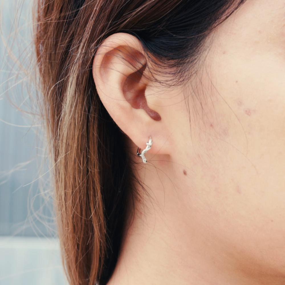 BAMOER 925 Sterling Silver Snake Ear Buckles Inlaid with Green Zirconium Women Hoop Earrings Fine Jewelry Women Statement Gift