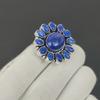 Кольцо с натуральным лазуритом, кольцо из стерлингового серебра 925 пробы, подарок для нее, овальный камень, элегантное кольцо ручной работы, серебряное кольцо с лазуритом в виде цветка, подарок