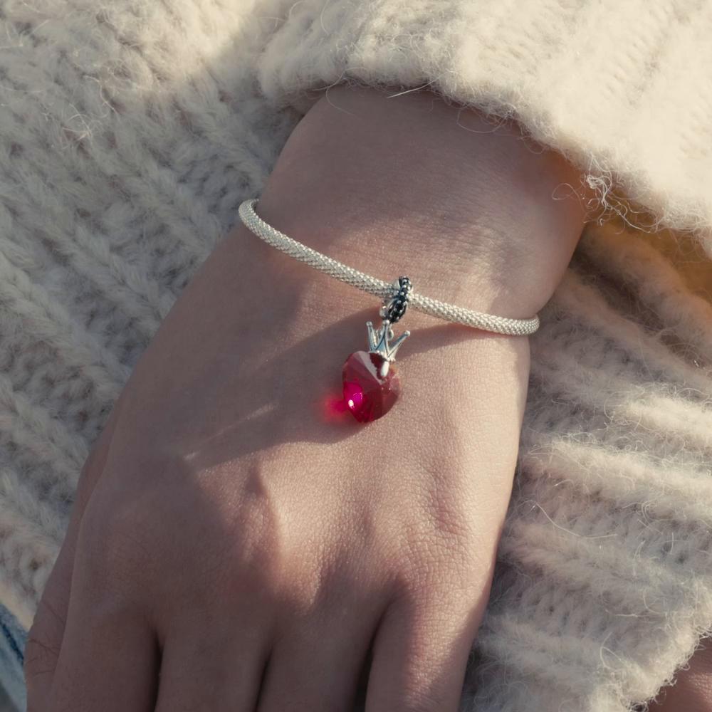 WOSTU Стерлингового Серебра 925 пробы, модная волшебная Корона, красное сердце, подвеска из бисера для женщин, подходит для оригинального браслета «сделай сам», ожерелье, ювелирные изделия